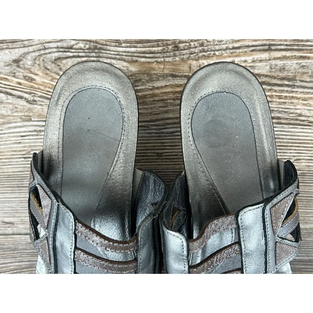 Naot‎ Womens Grey Leather Comfort Heels Sandals EUR 41 US 10.5 Open Toe/Back